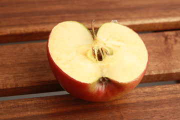 red apple cut in half