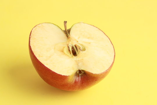 red apple cut in half