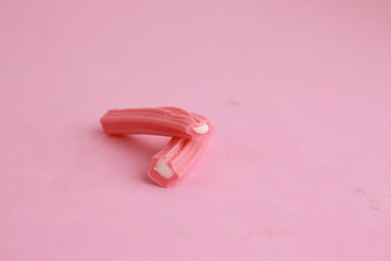 pink and white jelly licorice