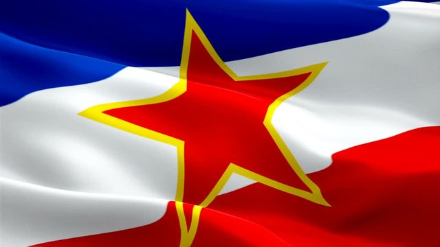Yugoslavia flag Motion Loop video waving in wind. Realistic Yugoslav Flag background. Yugoslavia Flag Looping Closeup 1080p Full HD 1920X1080 footage. Yugoslavia EU European country flags footage vide