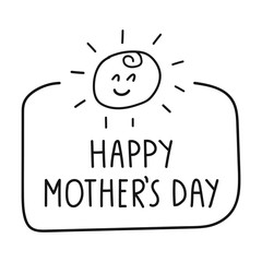 Badge - happy mother's day. Hand drawn vector illustration for greeting card, t shirt, print, stickers, posters design on white background.