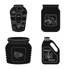 Vector illustration of can and food logo. Set of can and package vector icon for stock.