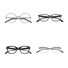 Vector illustration of glasses and frame symbol. Collection of glasses and accessory vector icon for stock.