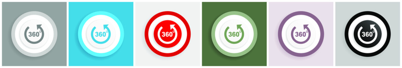Panorama icon set, colorful flat design vector illustrations in 6 options for web design and mobile applications
