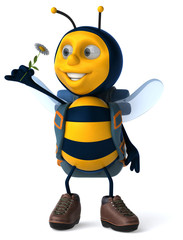 Fun backpacker bee - 3D Illustration
