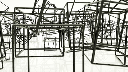 Fototapeta na wymiar background of black three-dimensional cubic frames. 3d rendering illustration