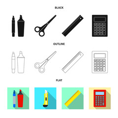 Vector illustration of office and supply logo. Collection of office and school vector icon for stock.