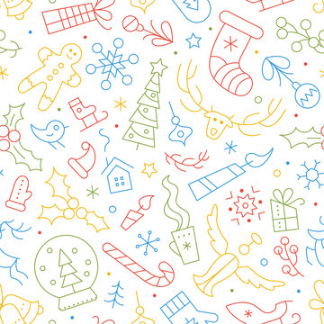 Christmas and New Year vector seamless pattern