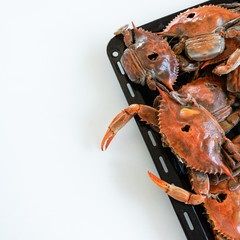 Cooked red crabs, delicious healthy seafood
