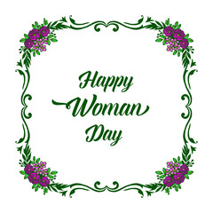 Template of card happy woman day, with purple rose flower frame background. Vector