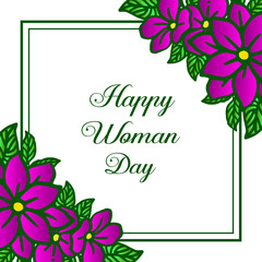 Banner happy woman day, with pattern of abstract purple flower frame. Vector