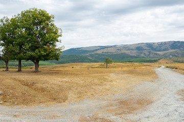 Obraz premium Rural countryside landscape. Albanian nature, travelling concept