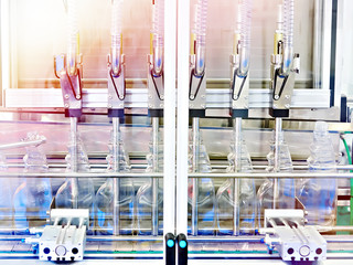 Plastic bottles in filling machine