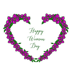 Template of invitation card happy woman day, with plant of purple flower frame. Vector