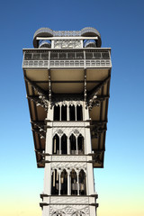 LISBON, PORTUGAL - Elevator of Santa Justa in the center of Lisbon. It was built to connect the...