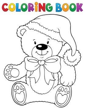 Coloring book Christmas teddy bear topic