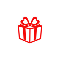 Gift box present logo design vector template