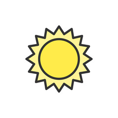 Vector sun flat color line icon. Isolated on white background