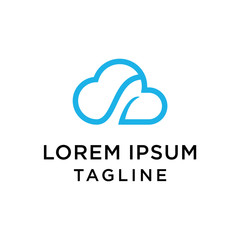 A minimalistic icon (logo) representing stylized cloud in which a river is formed . 