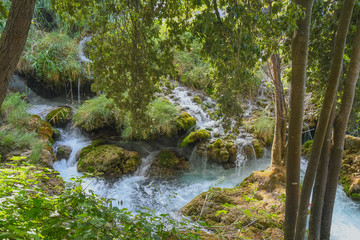 Beautiful river filled with waterfalls in Krka National Park Croatia