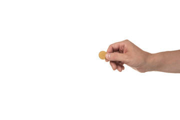 コインを持つ手