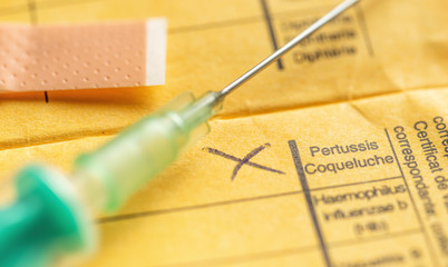 Impfausweis mit Spritze - Pertussis