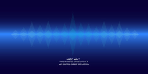 Music wave and sound vector design on dark blue background.