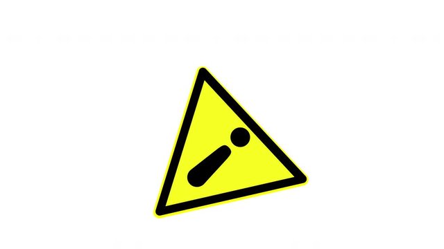 Warning symbol of a dangerous point, animated, footage ideal for special effects and post-production
