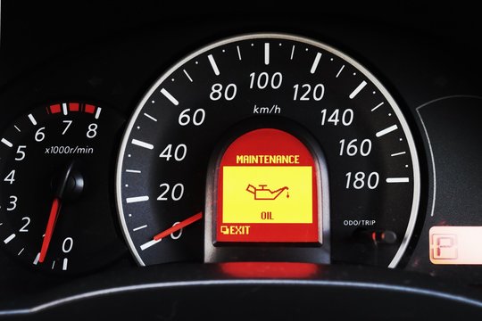 mile digital screen console , fuel oil , warning about empty petrol