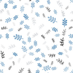 Light Blue, Yellow vector seamless abstract backdrop with leaves, branches. Leaves and branches with gradient on white background. Pattern for design of fabric, wallpapers.