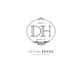 D H DH Beauty vector initial logo, handwriting logo of initial signature, wedding, fashion, jewerly, boutique, floral and botanical with creative template for any company or business.