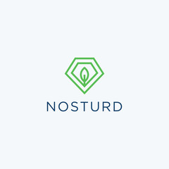 Diamond with leaf logo icon design vector.