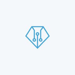 Diamond with circuit logo icon vector