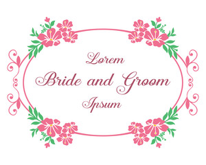 Beautiful wedding card for bride and groom, with ornate of green leafy flower frame. Vector