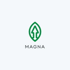 Leaf and arrow logo icon design vector