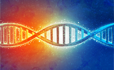 DNA strands on science background. 3d illusation