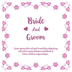 Perfect wreath frame, isolated on white background, for poster bride and groom. Vector