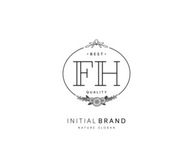 F H FH Beauty vector initial logo, handwriting logo of initial signature, wedding, fashion, jewerly, boutique, floral and botanical with creative template for any company or business.