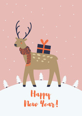Christmas deer greeting card; 
