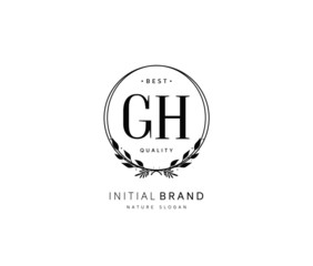 G H GH Beauty vector initial logo, handwriting logo of initial signature, wedding, fashion, jewerly, boutique, floral and botanical with creative template for any company or business.