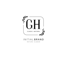 G H GH Beauty vector initial logo, handwriting logo of initial signature, wedding, fashion, jewerly, boutique, floral and botanical with creative template for any company or business.