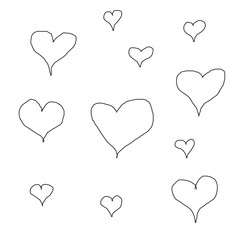 Heart contour in black, illustration for creating a screensaver template. Valentine's Day greeting card for lovers.