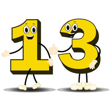 Number Thirteen - Cartoon Vector Image