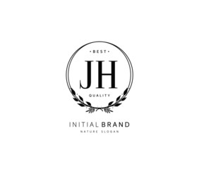J H JH Beauty vector initial logo, handwriting logo of initial signature, wedding, fashion, jewerly, boutique, floral and botanical with creative template for any company or business.