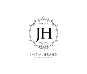 J H JH Beauty vector initial logo, handwriting logo of initial signature, wedding, fashion, jewerly, boutique, floral and botanical with creative template for any company or business.