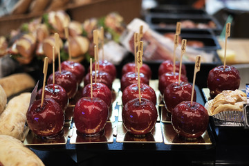 Red apples soaked with nectar