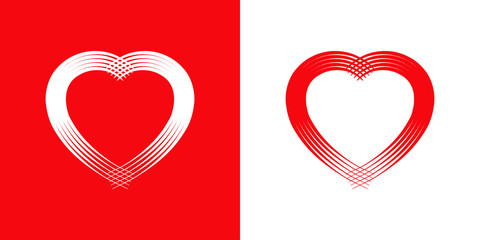 Logotipo con corazón con lineas paralelas en rojo y blanco © teracreonte