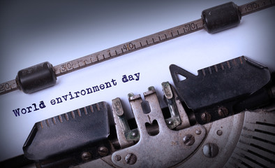 World environment day, written on an old typewriter
