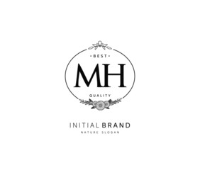 M H MH Beauty vector initial logo, handwriting logo of initial signature, wedding, fashion, jewerly, boutique, floral and botanical with creative template for any company or business.