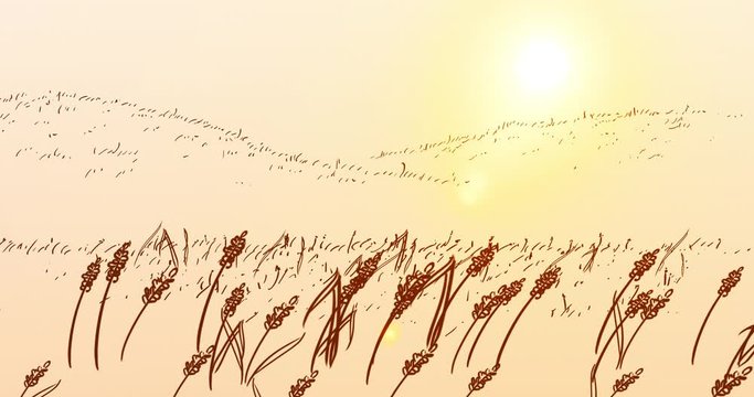Weizenfeld Animation mit Sonne - Zoom Out